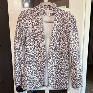 RACHEL ZOE Cheetah Leopard Print Linen Blend Blazer Size Small